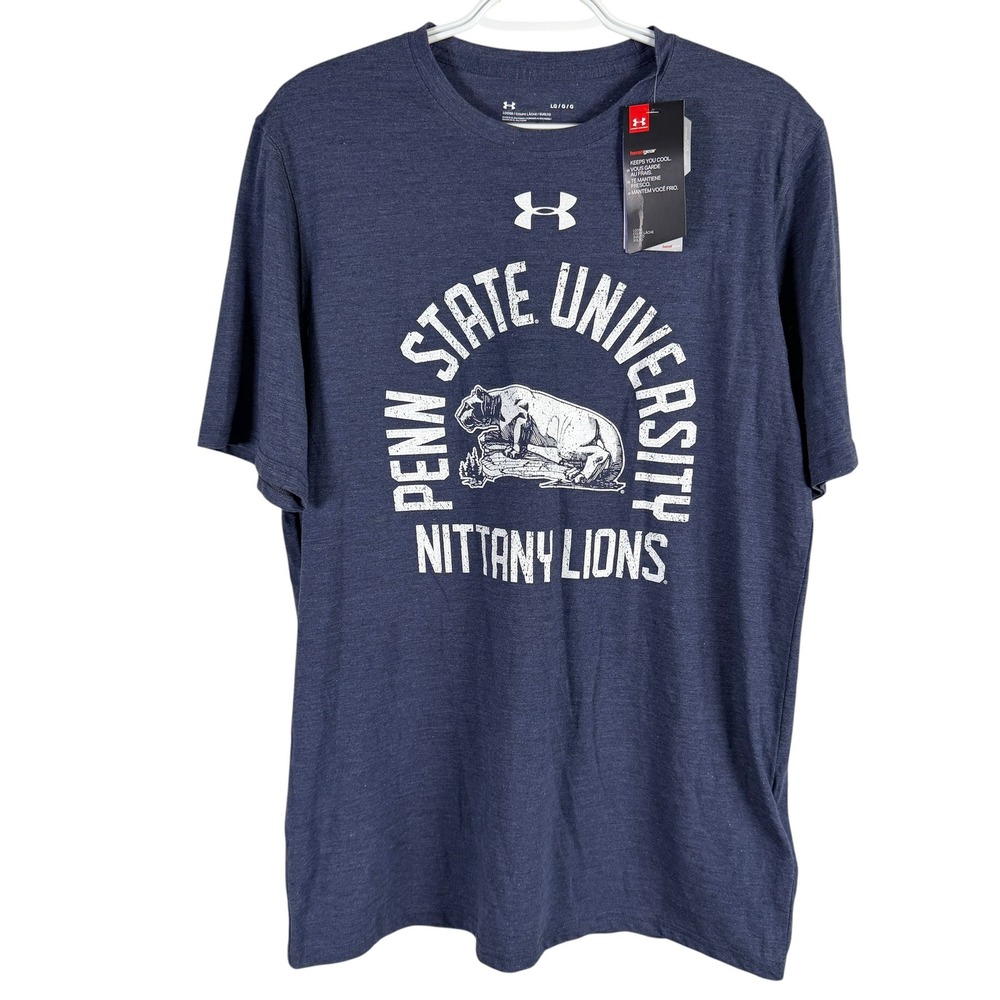 NEW Under Armour HeatGear Penn State Nittany Lions T-Shirt Mens L Navy Blue